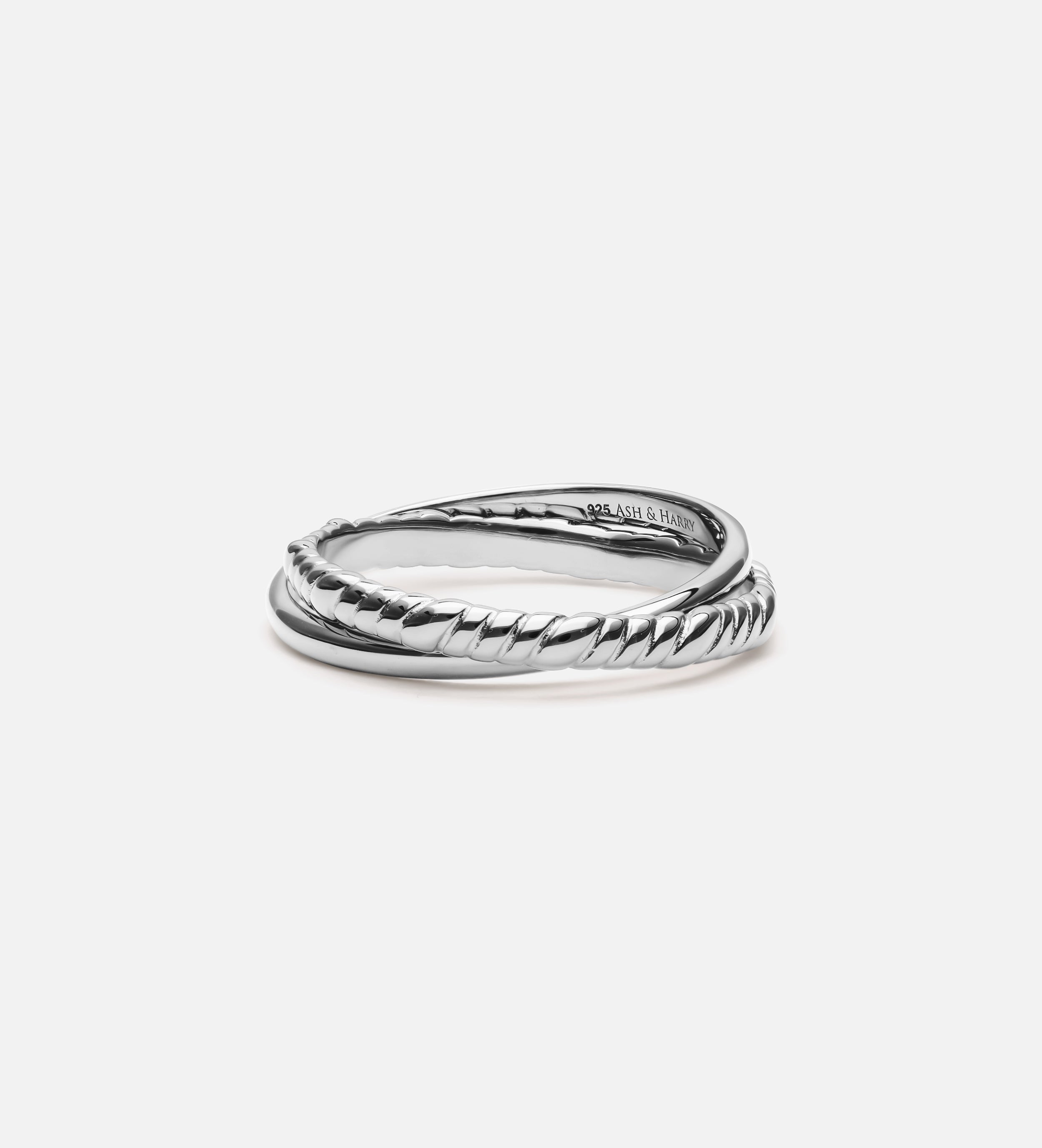 Intertwined Duo Ring in Rhodium Plating on 925 Silver - Ash & Harry