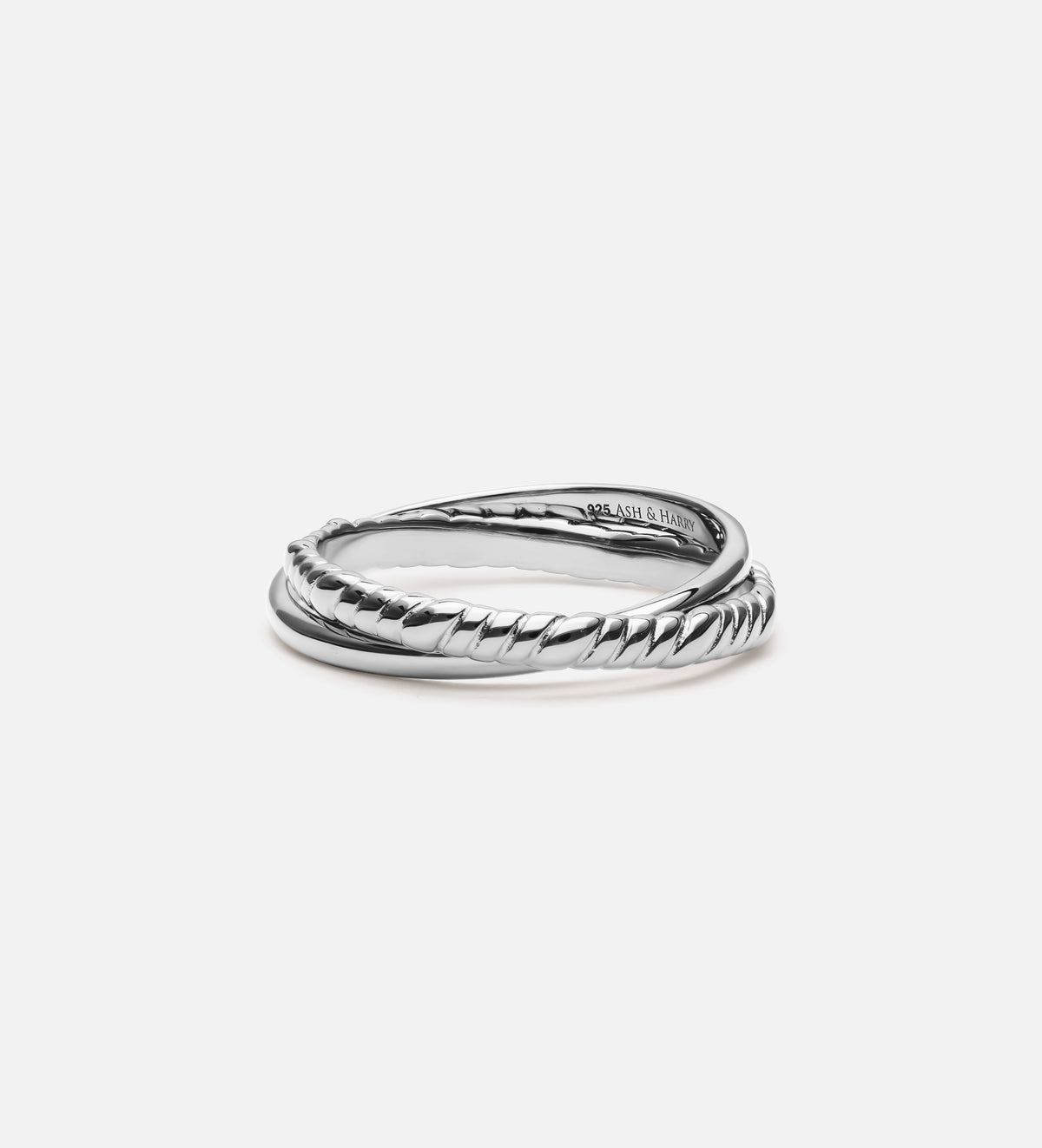 Intertwined Duo Ring in Rhodium Plating on 925 Silver - Ash & Harry