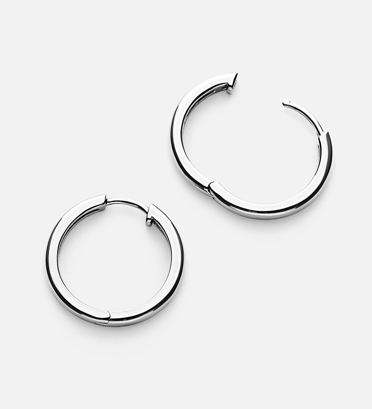 Tube Large Hoops in Rhodium Plating on 925 Silver - Ash & Harry