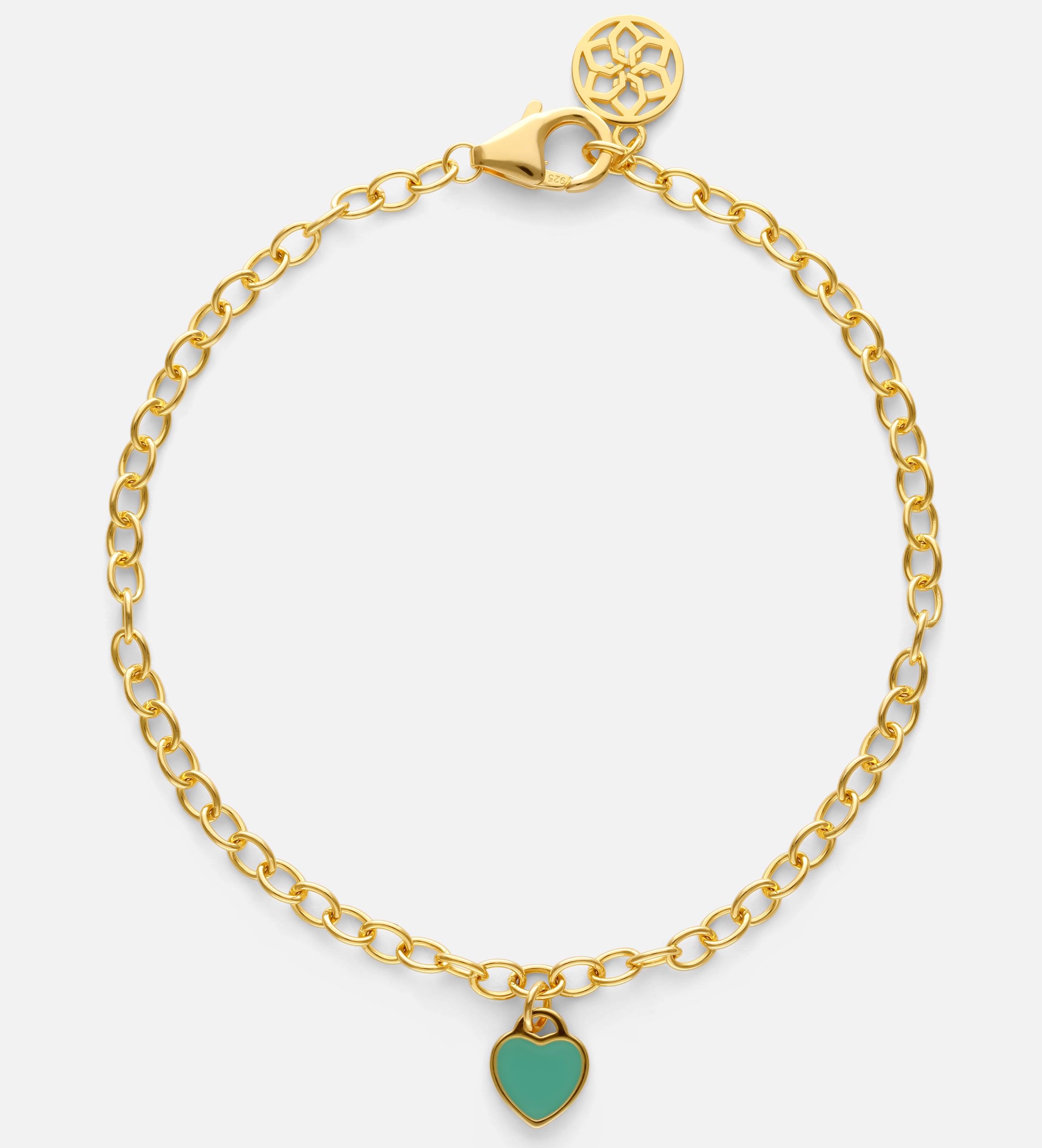 Turquoise Heart Chain Bracelet in 18k Gold Plating on 925 Silver - Ash & Harry