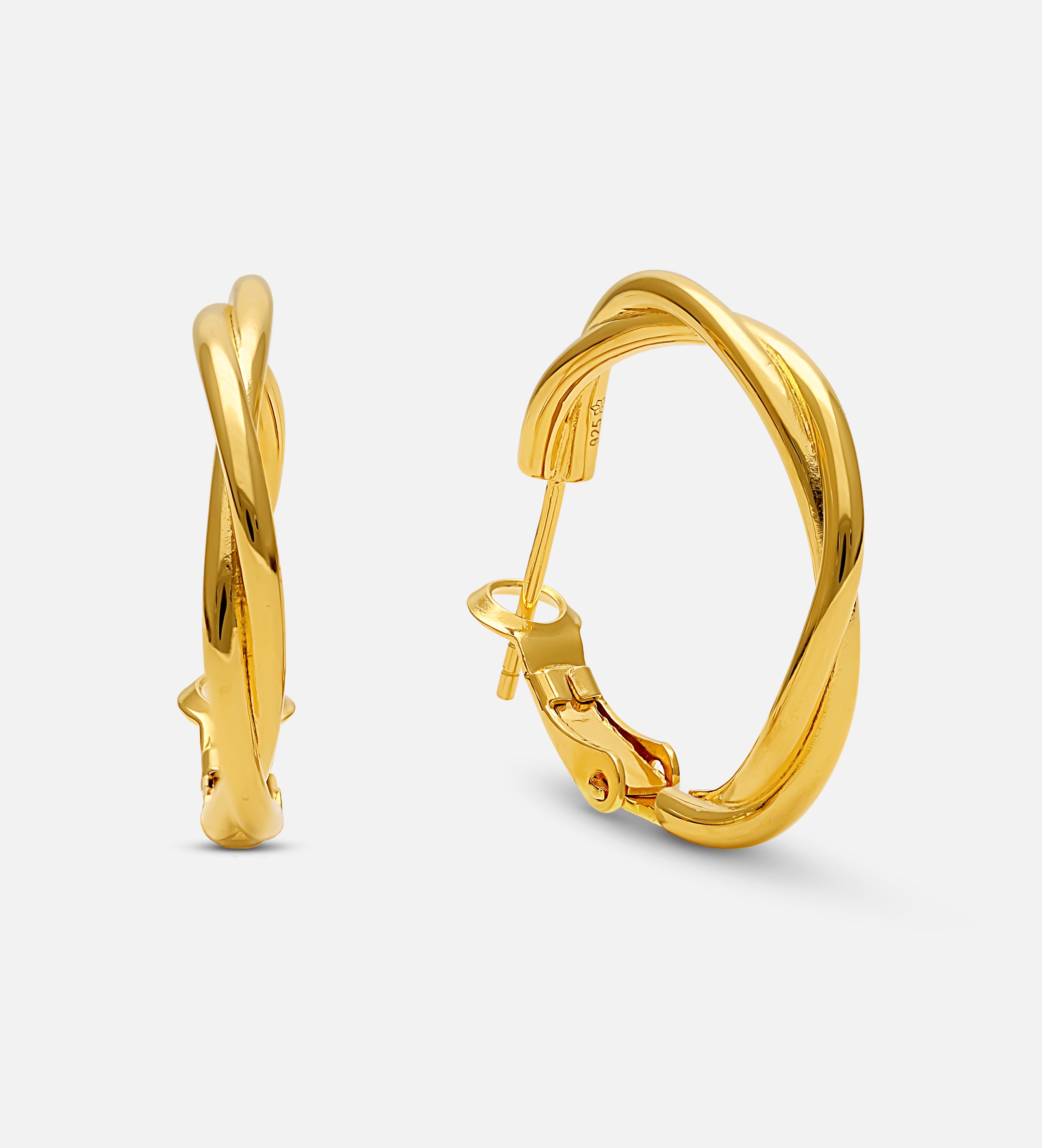 Twisted Hoop Earrings in 18k Gold Plating on 925 Silver - Ash & Harry