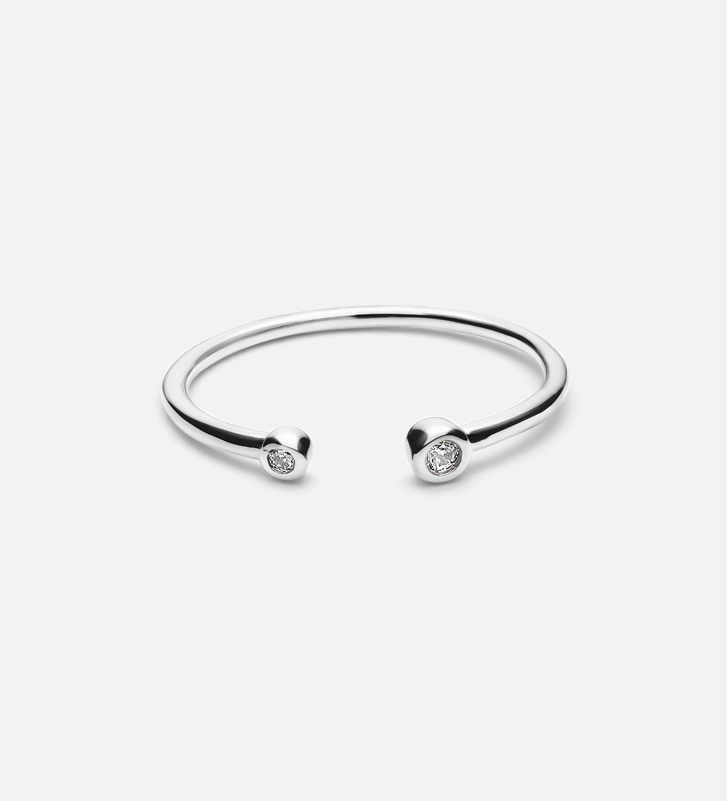 Two Stone Open Bezel Ring in Rhodium Plating on 925 Silver - Ash & Harry