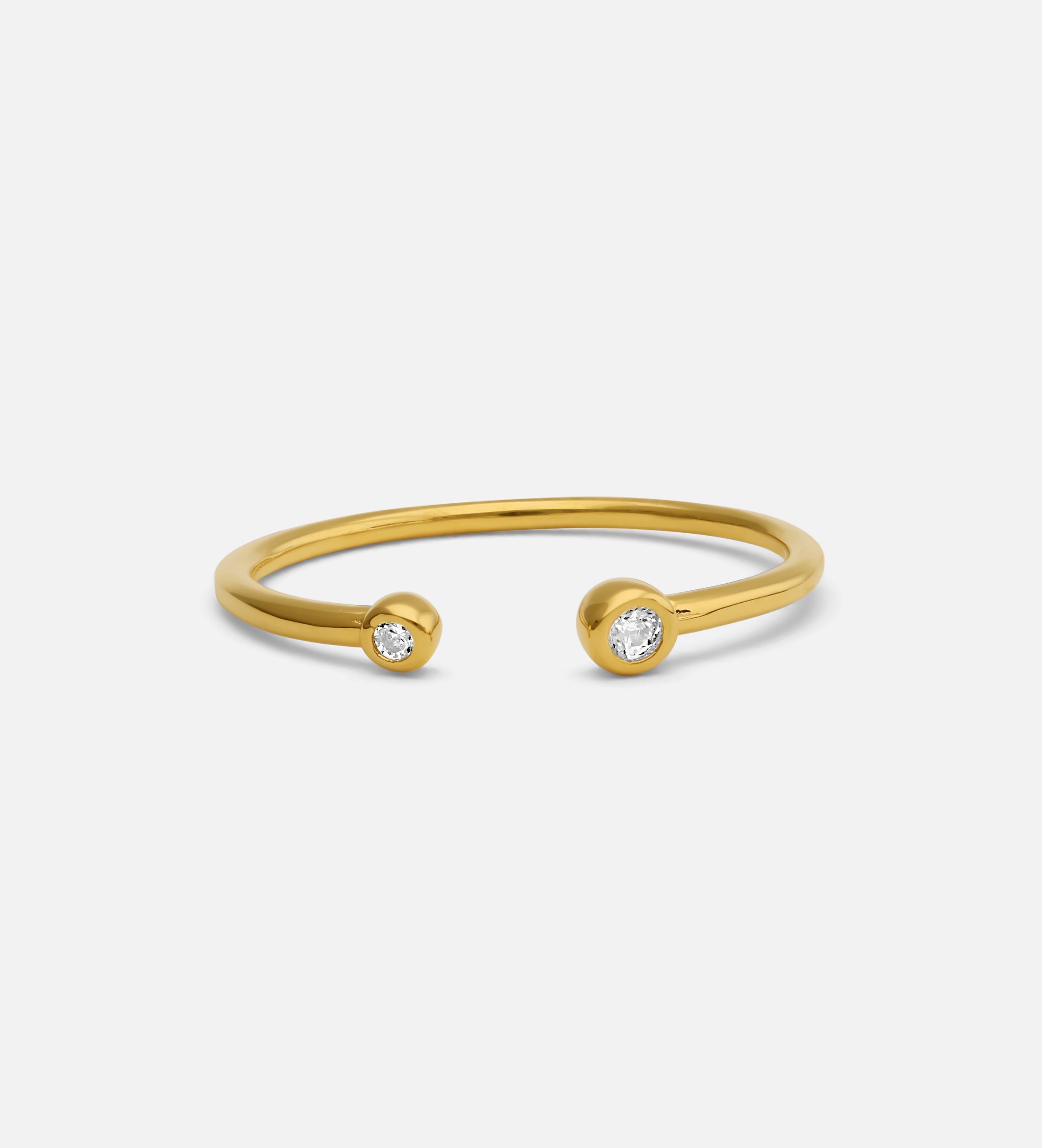 Two Stone Open Bezel Ring in 18k Gold Plating on 925 Silver - Ash & Harry
