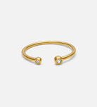 Two Stone Open Bezel Ring in 18k Gold Plating on 925 Silver - Ash & Harry