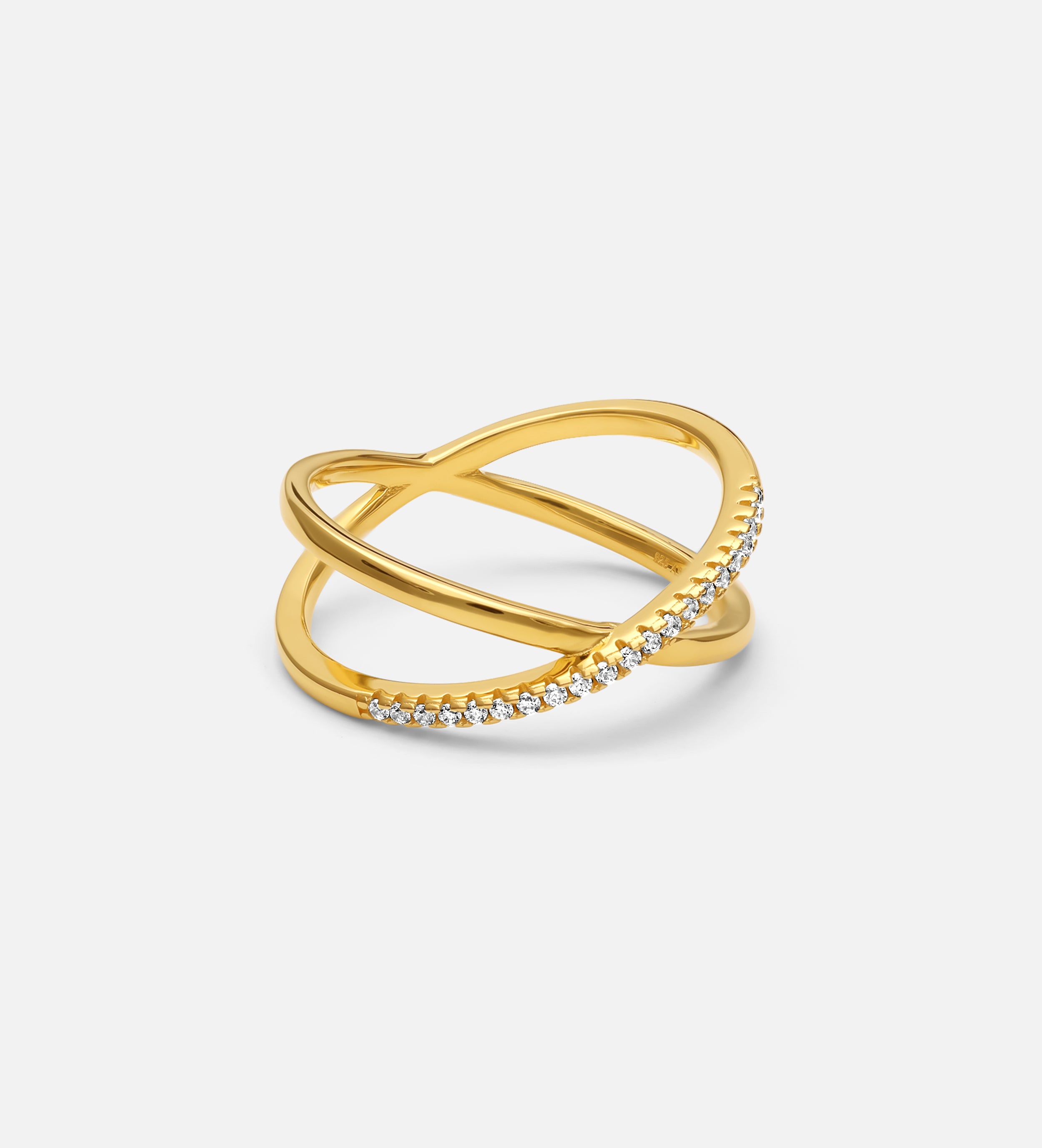 X Ring in 18k Gold Plating on 925 Silver - Ash & Harry