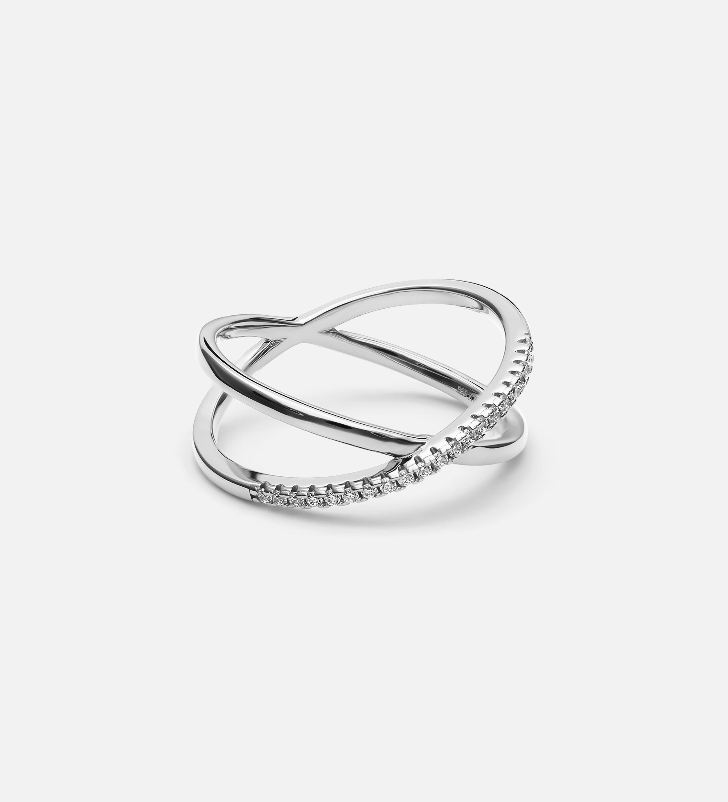 X Ring in Rhodium Plating on 925 Silver - Ash & Harry