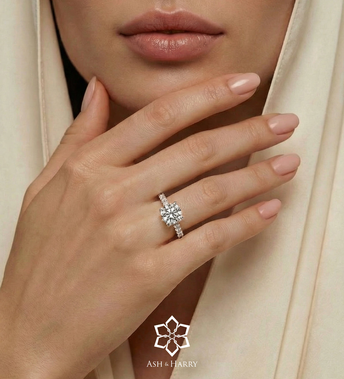 Nova Solitaire Band in 925 Silver with High - Quality White Simulated Diamonds - Ash & Harry