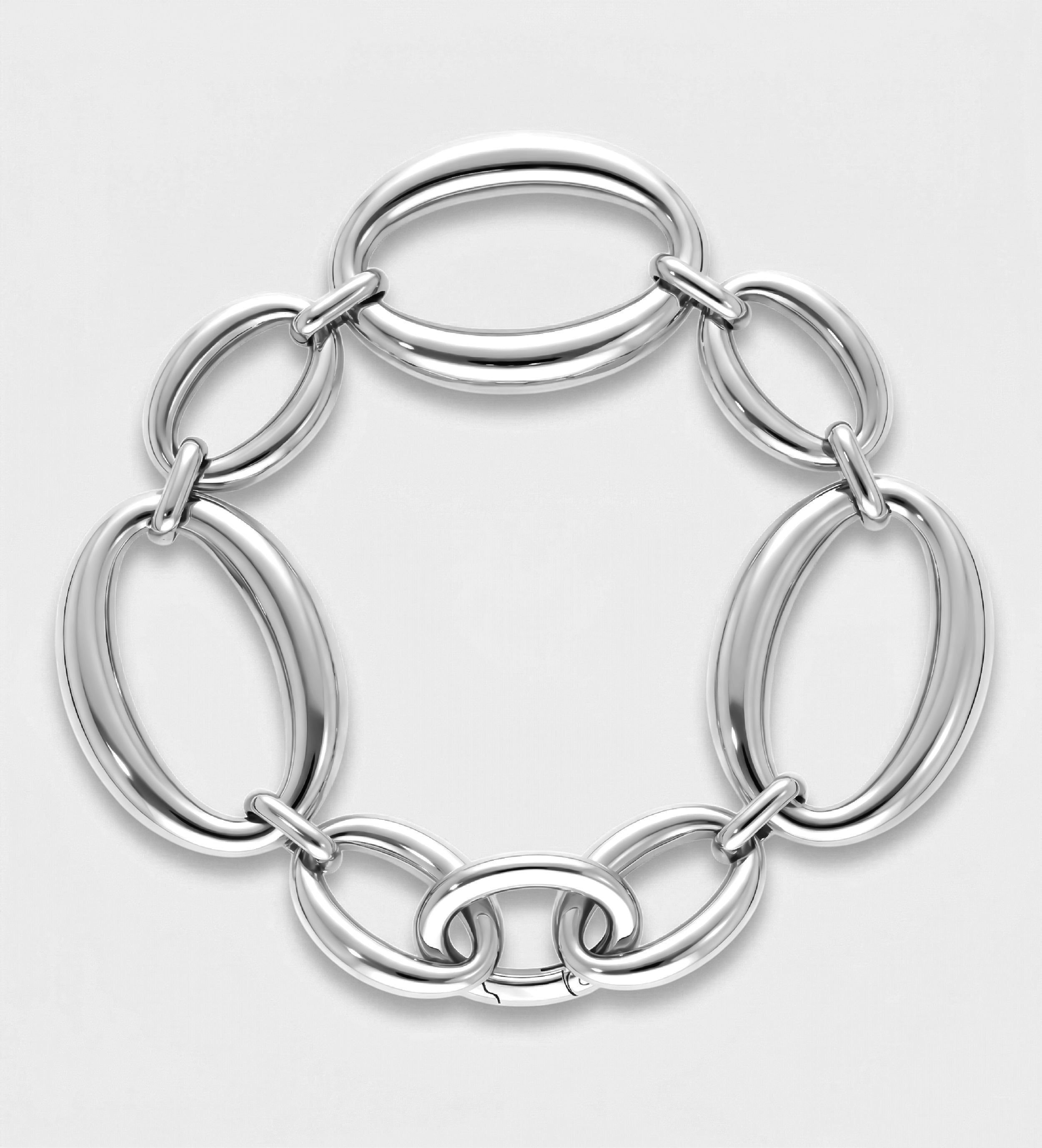 Oval Echo Link Bracelet in Silver - Ash & Harry
