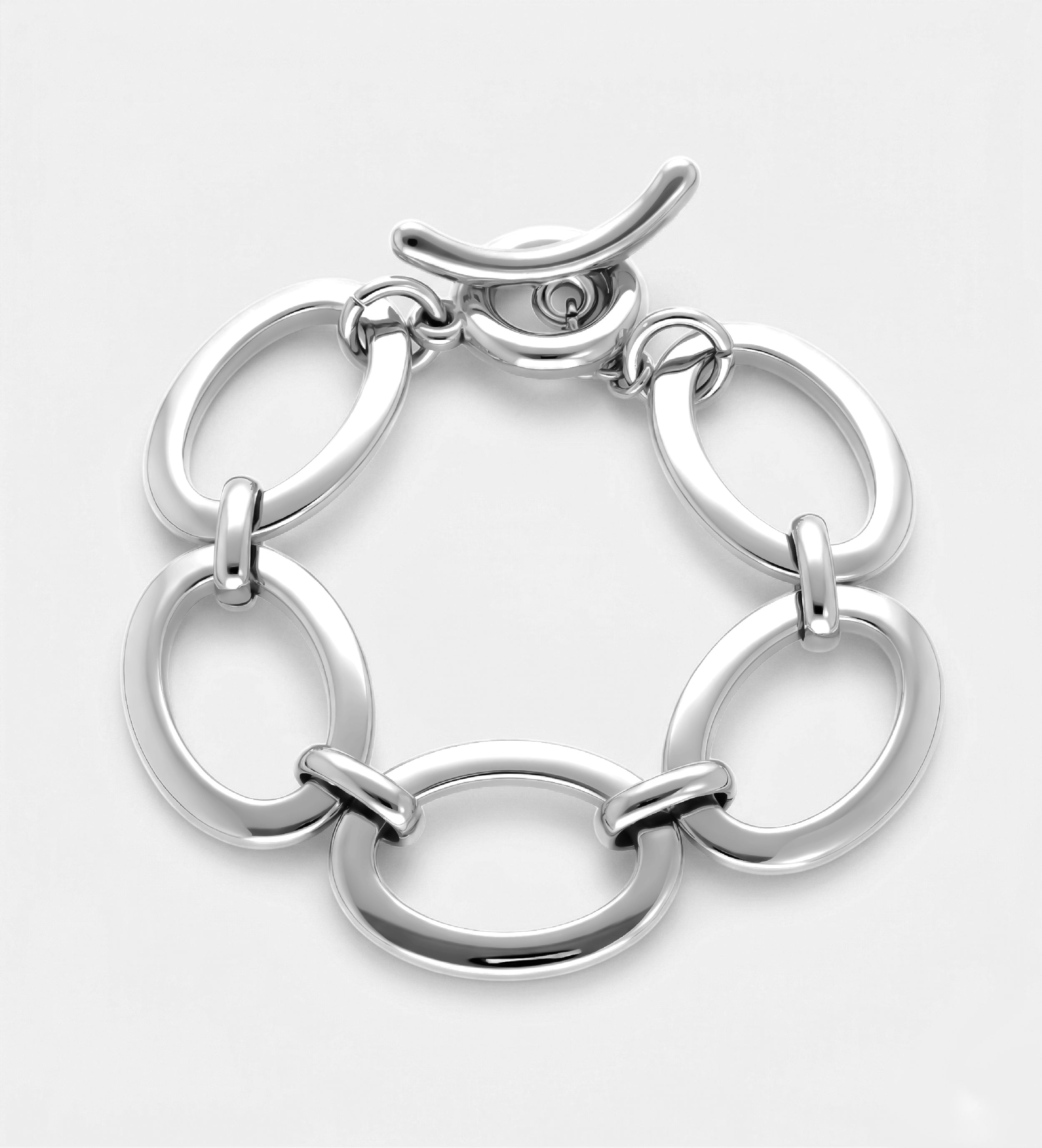 Oval Link Toggle Bracelet in Silver - Ash & Harry