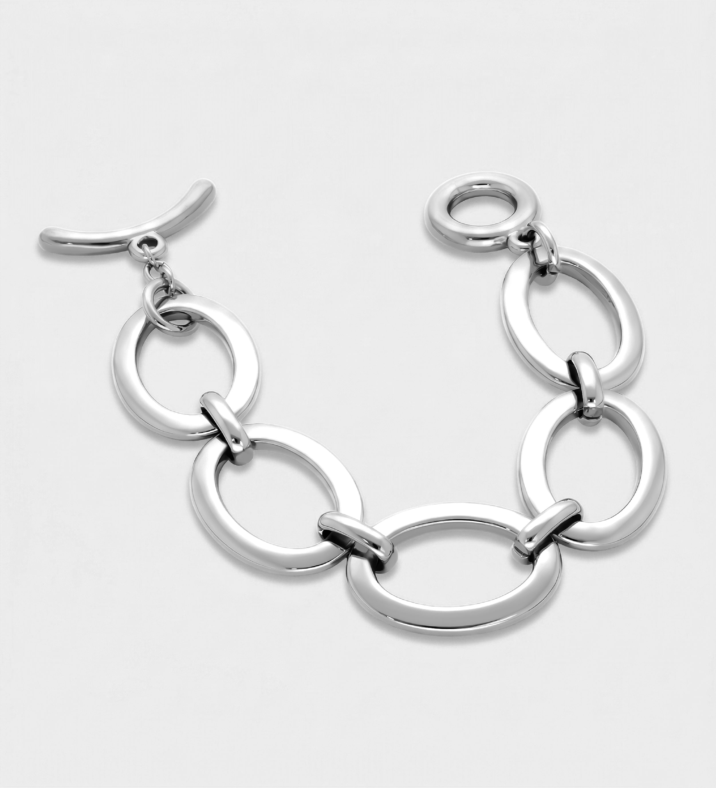 Oval Link Toggle Bracelet in Silver - Ash & Harry