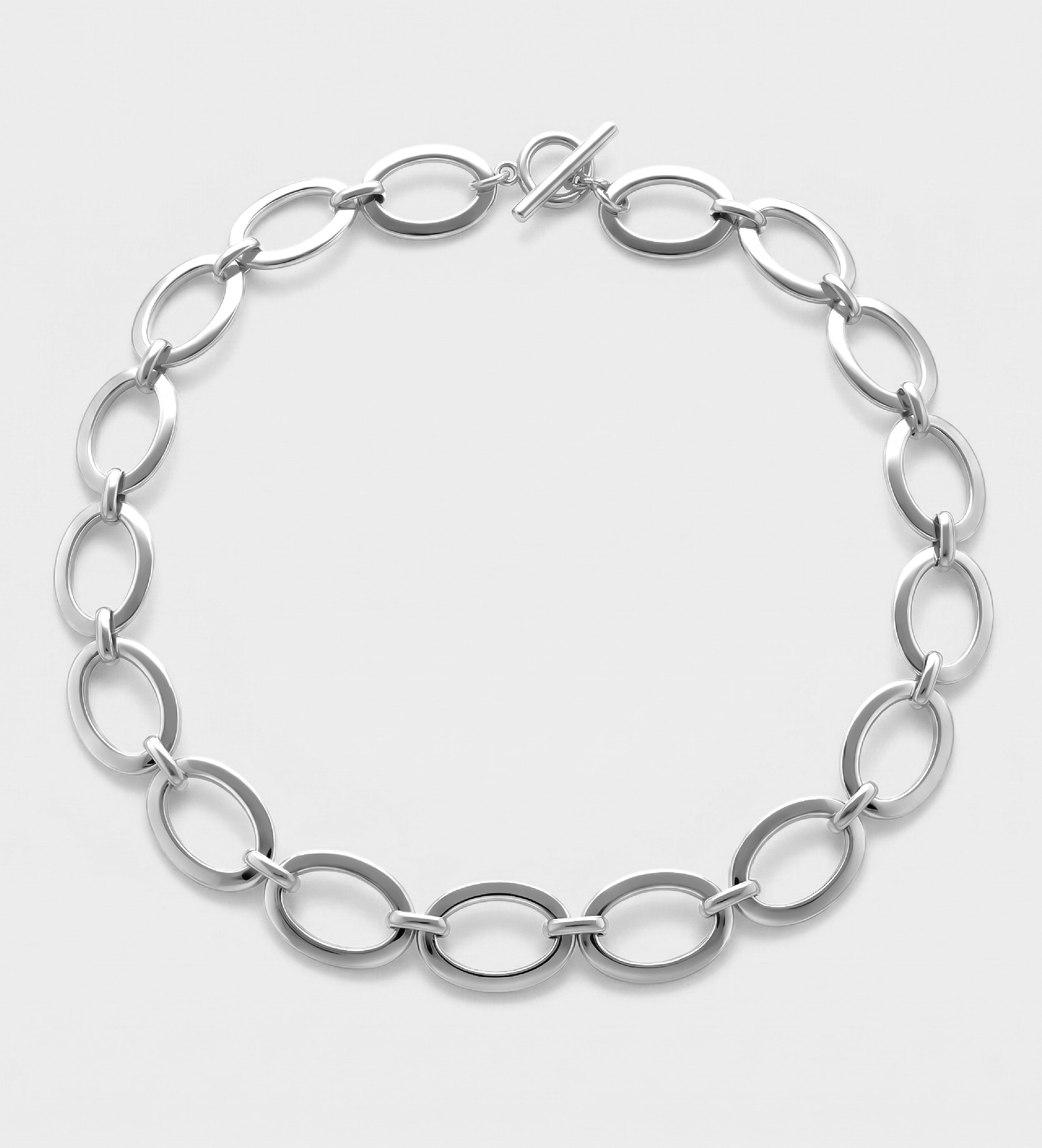 Oval Link Toggle Necklace in Silver - Ash & Harry