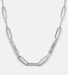 Paperclip Chain Name Necklace With Lab Diamond in Rhodium Plating on 925 Silver - Ash & Harry