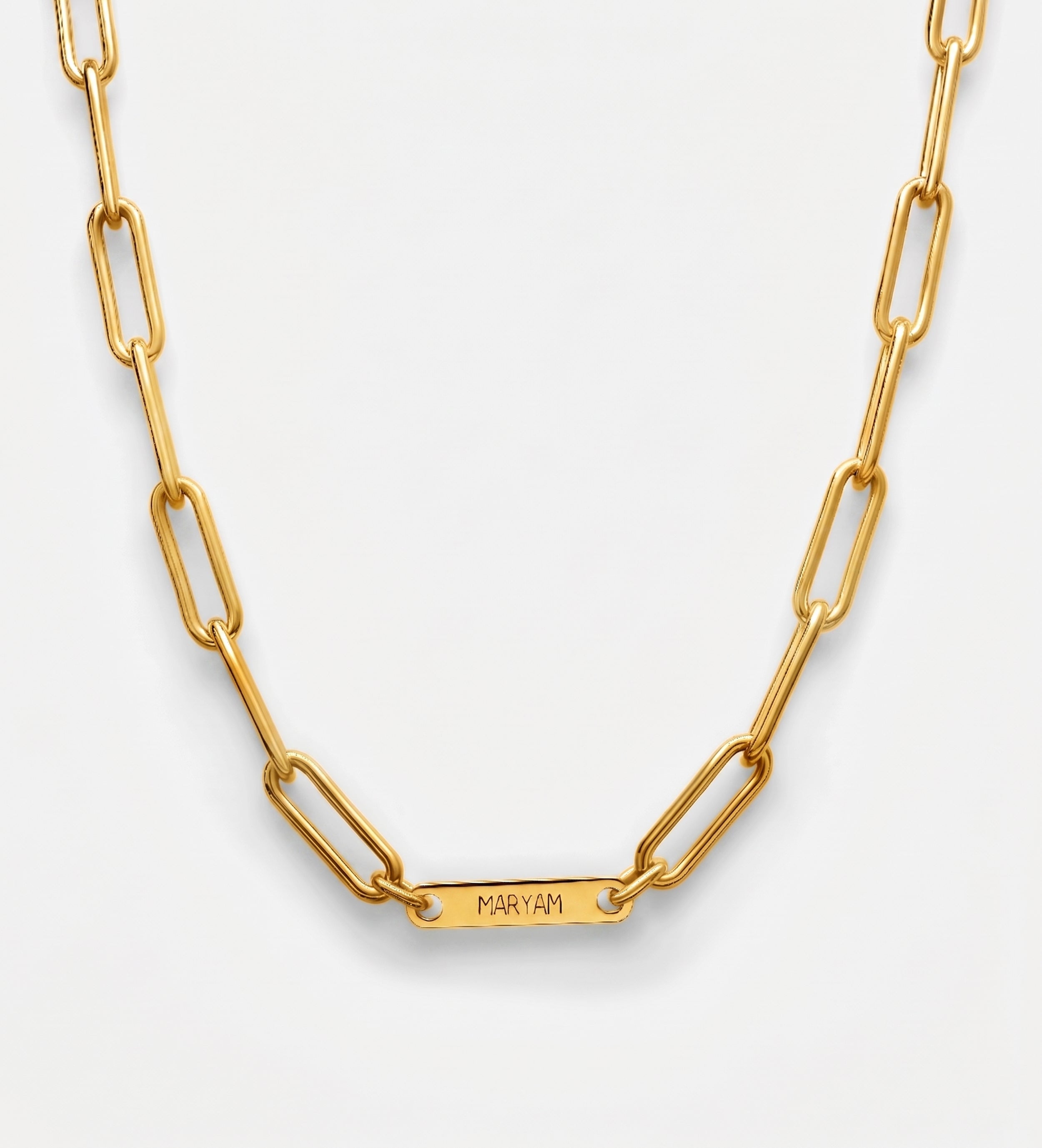 Paperclip Chain Name Necklace in 18K Gold Plating on 925 Silver - Ash & Harry
