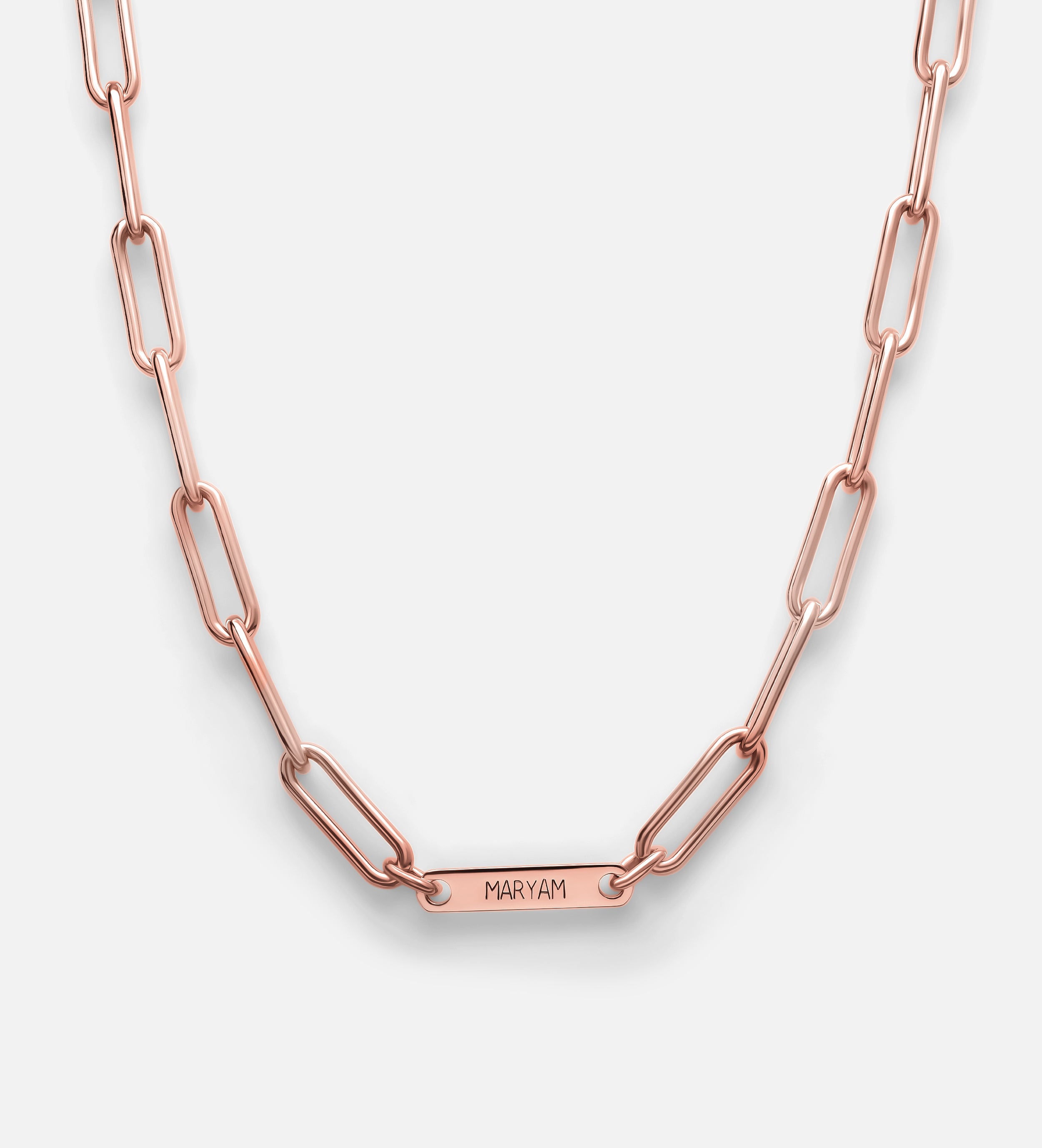 Paperclip Chain Name Necklace in 18K Rose Gold Plating on 925 Silver - Ash & Harry