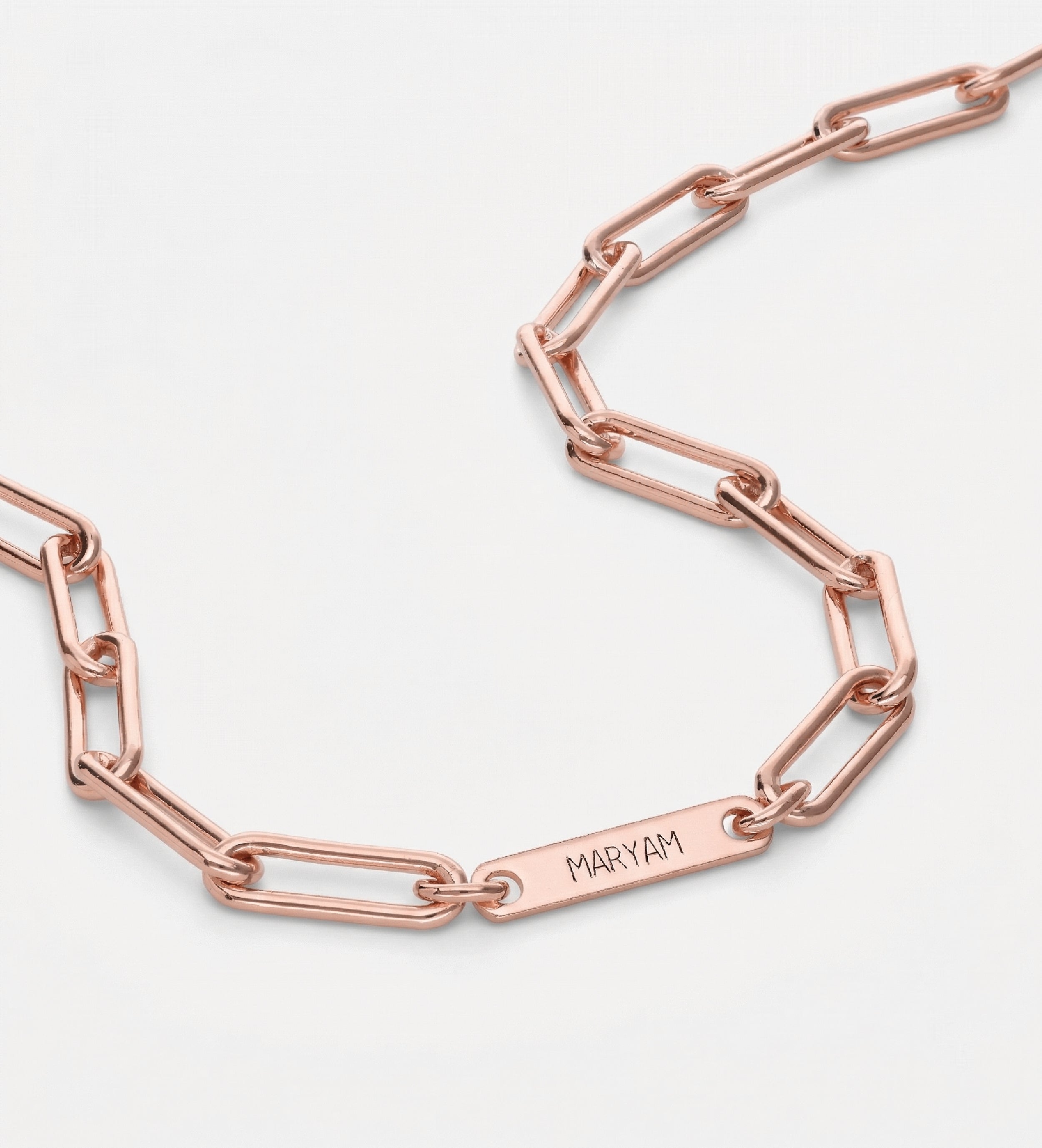 Paperclip Chain Name Necklace in 18K Rose Gold Plating on 925 Silver - Ash & Harry