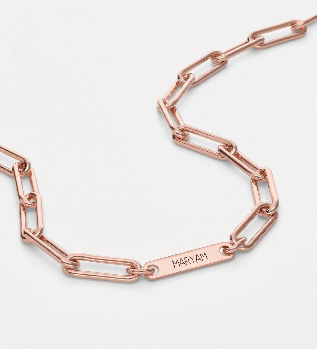 Paperclip Chain Name Necklace in 18K Rose Gold Plating on 925 Silver - Ash & Harry