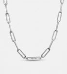 Paperclip Chain Name Necklace in Rhodium Plating on 925 Silver - Ash & Harry