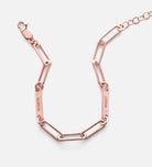 Paperclip Chain Name Bracelet With Lab Diamond in 18K Rose Gold Plating on 925 Silver - Ash & Harry