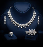 Parisa Pure White Pearl Luxury Bridal Full Set in High Quality Simulated Diamonds Rhodium Plated - Ash & Harry