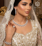 Parisa Pure White Pearl Luxury Bridal Full Set in High Quality Simulated Diamonds Rhodium Plated - Ash & Harry
