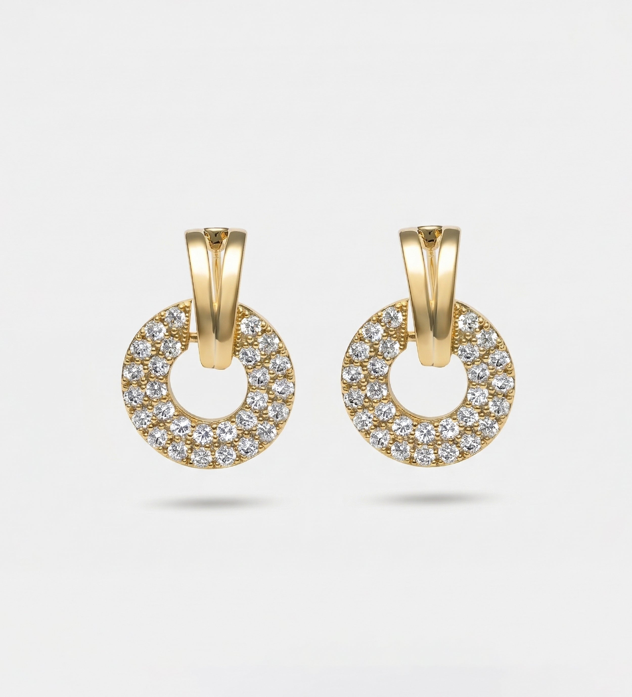 Pavé Halo Drop Earrings in God With High Quality Simulated Diamonds - Ash & Harry