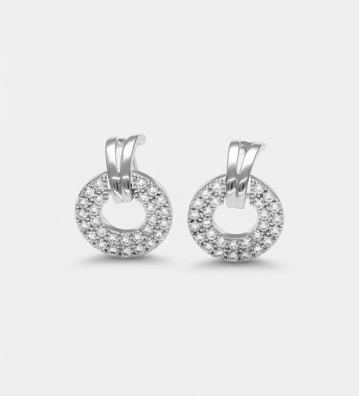 Pavé Halo Drop Earrings in Silver With High Quality Simulated Diamonds - Ash & Harry