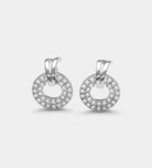 Pavé Halo Drop Earrings in Silver With High Quality Simulated Diamonds - Ash & Harry