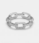 Pavé Link Ring in 925 Silver with High Quality Simulated Diamonds - Ash & Harry