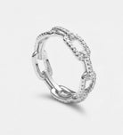 Pavé Link Ring in 925 Silver with High Quality Simulated Diamonds - Ash & Harry