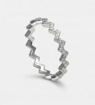 Pave Zig Ring in 925 Silver with High Quality Simulated Diamonds - Ash & Harry