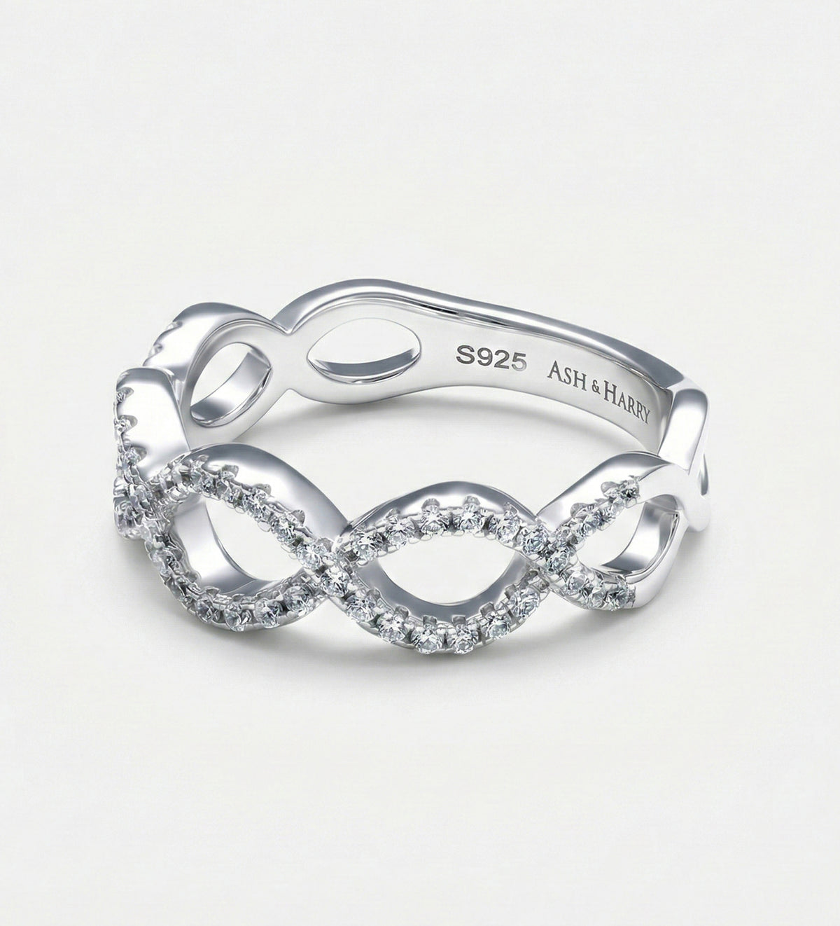 Pave Infinity Loop Ring In 925 Silver High Quality Simulated Diamonds - Ash & Harry