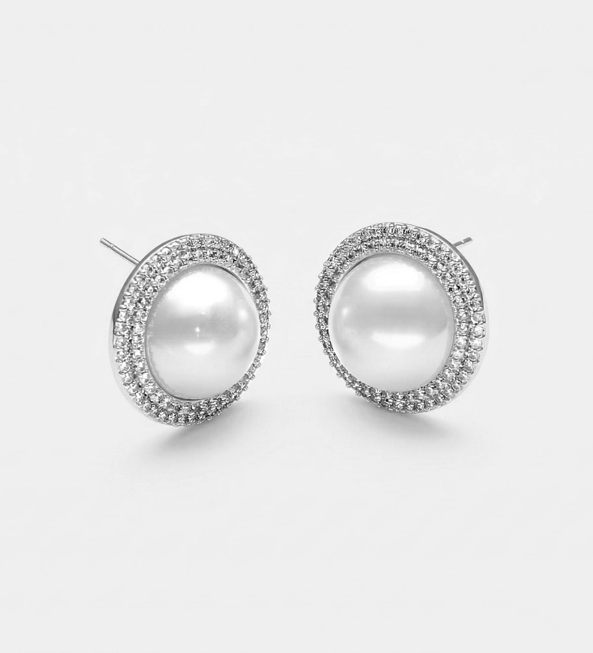 Pearl Dome Earrings With Pearls and High Quality Simulated Diamonds - Ash & Harry