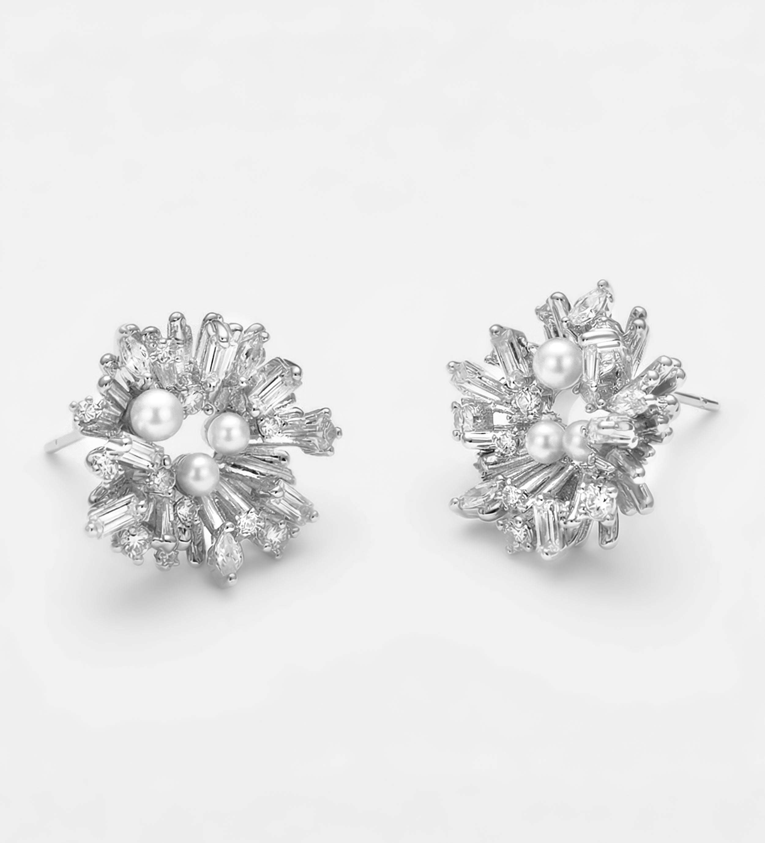 Pearl Frost Wreath Earrings with Pearls and Simulated Diamond - Ash & Harry