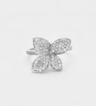 Petal Pave Statement Ring in 925 Silver with High - Quality Simulated Diamonds - Ash & Harry