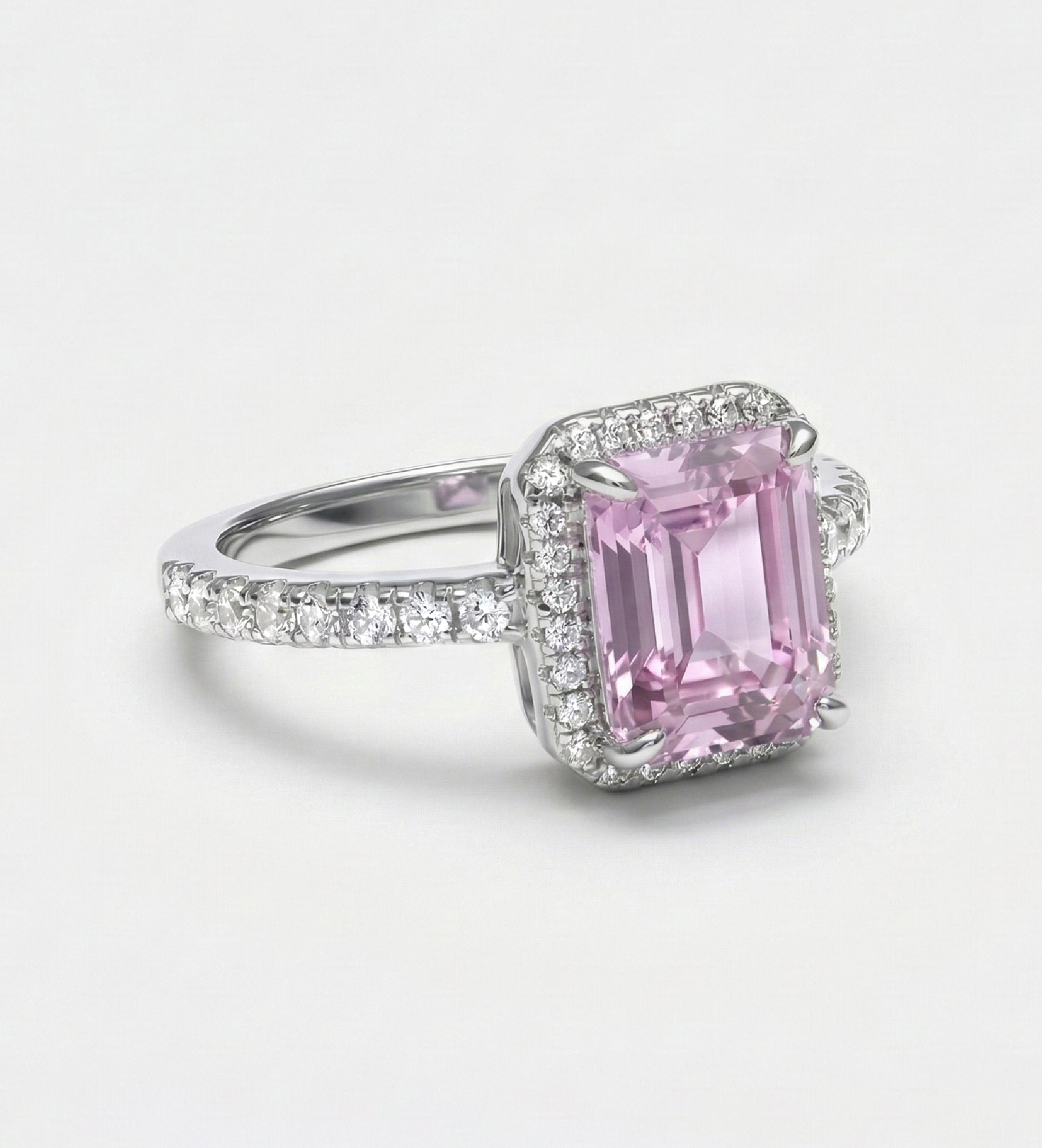 Pink Aurora Halo Ring in 925 Silver with High - Quality White and Pink Simulated Diamonds - Ash & Harry