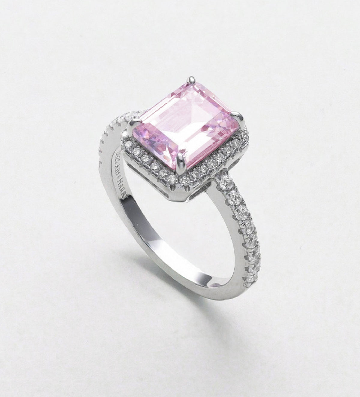 Pink Aurora Halo Ring in 925 Silver with High - Quality White and Pink Simulated Diamonds - Ash & Harry