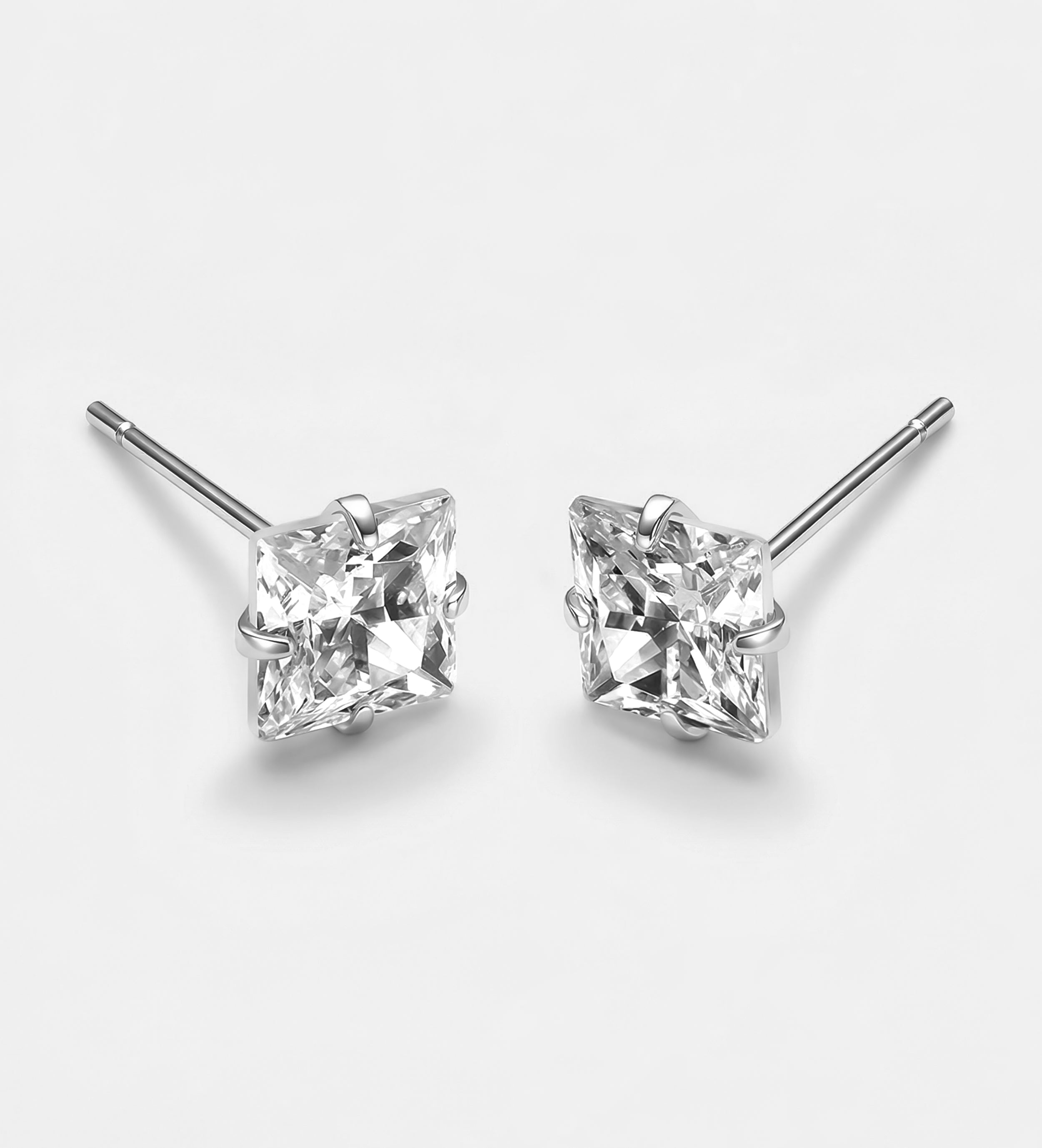 Princess Cut Solitaire Studs With High Quality Simulated Diamonds - Ash & Harry