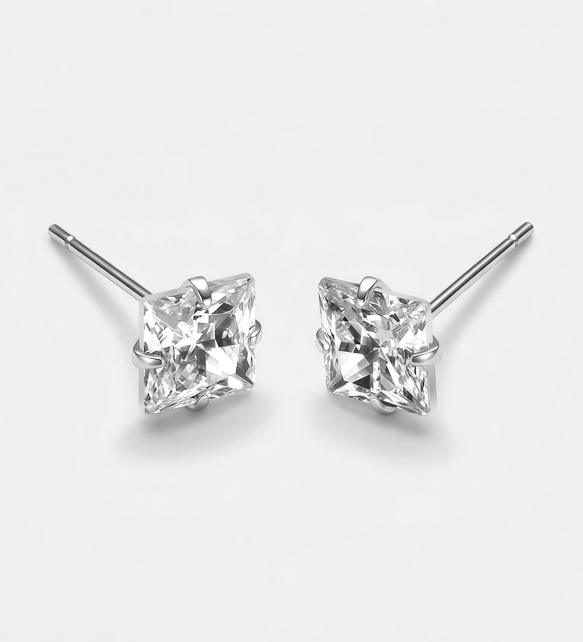 Princess Cut Solitaire Studs With High Quality Simulated Diamonds - Ash & Harry