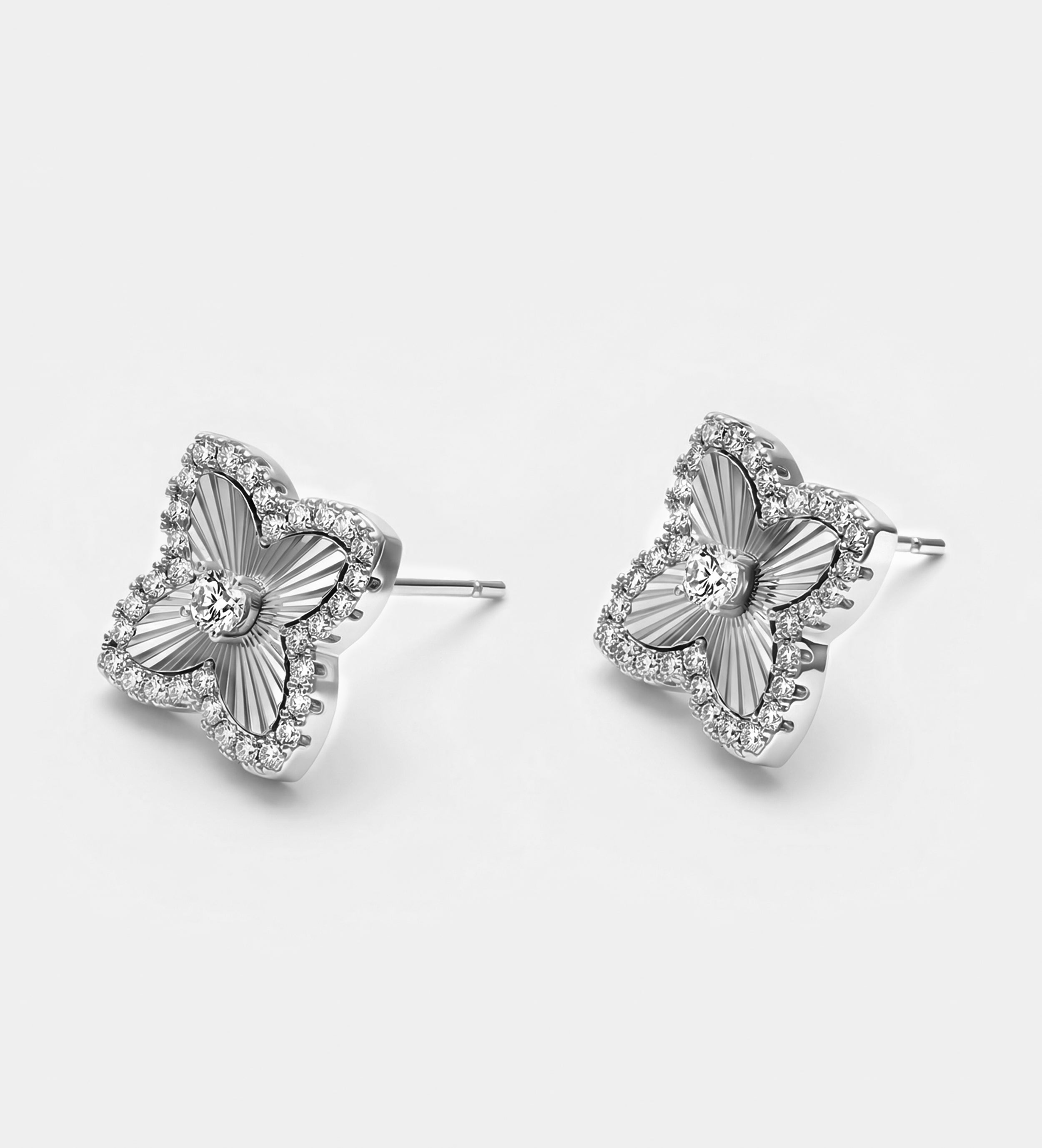 Radiant Clover Studs With High Quality Simulated Diamonds - Ash & Harry
