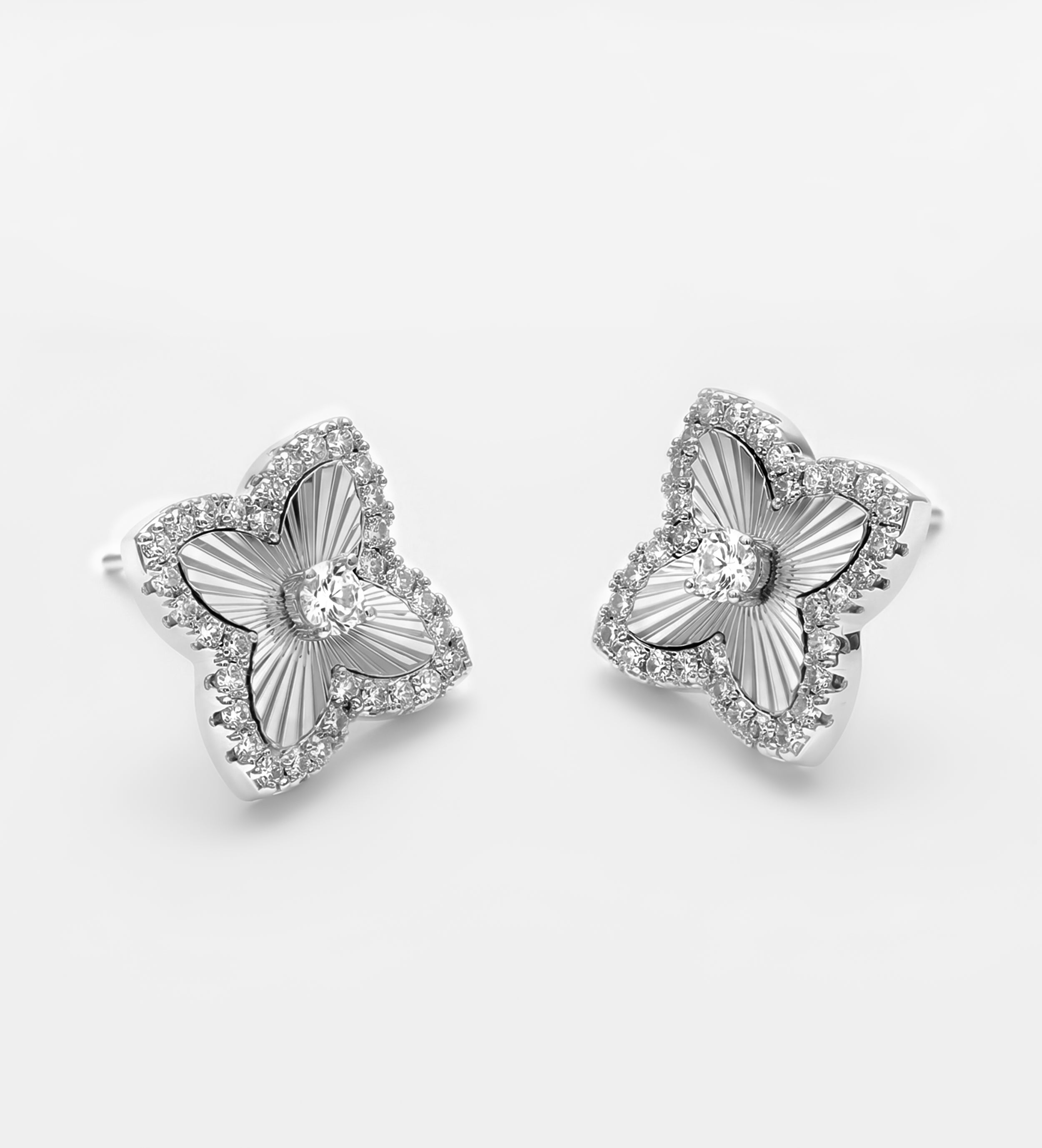 Radiant Clover Studs With High Quality Simulated Diamonds - Ash & Harry