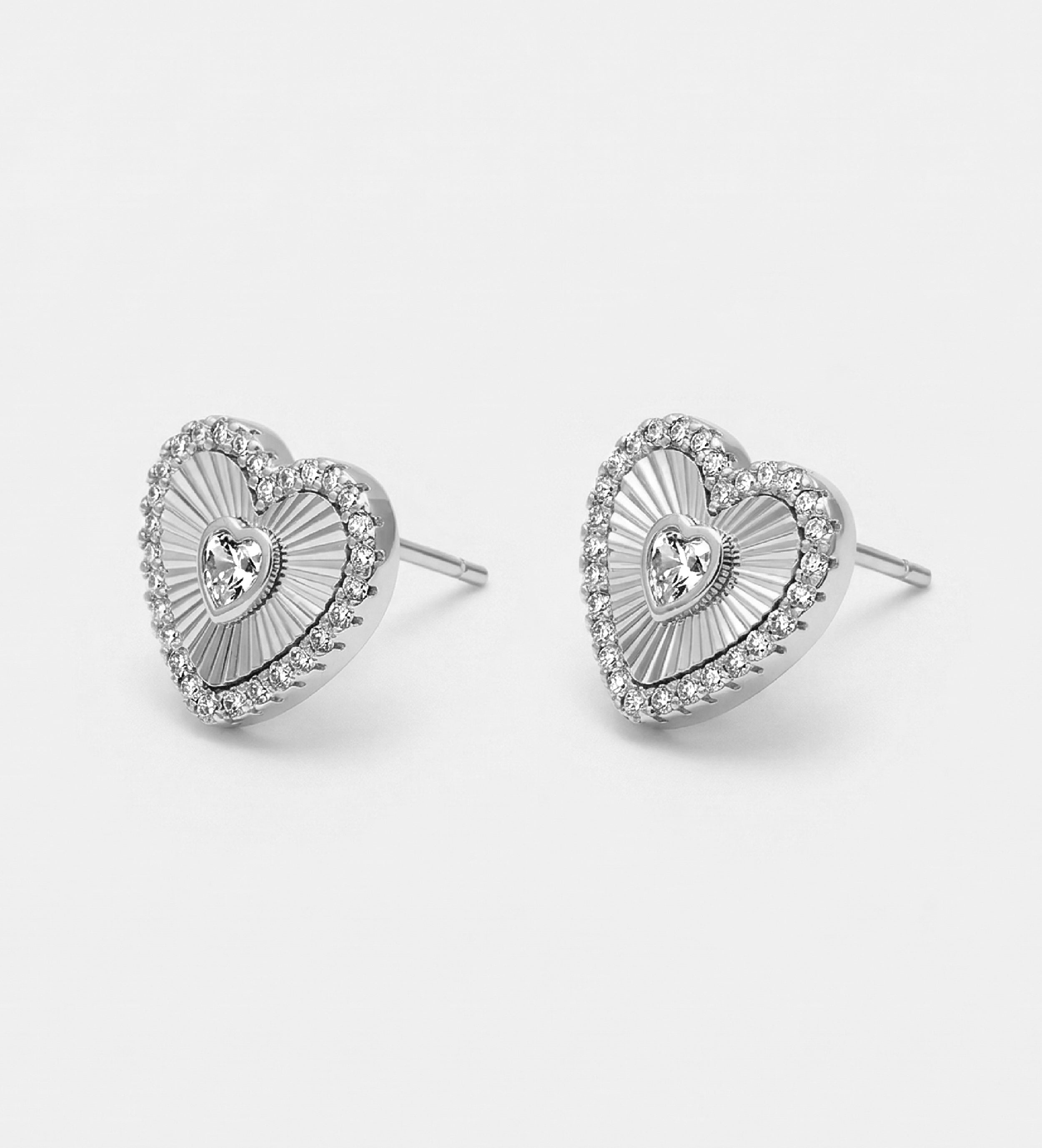 Radiant Heart Studs With High Quality Simulated Diamonds - Ash & Harry
