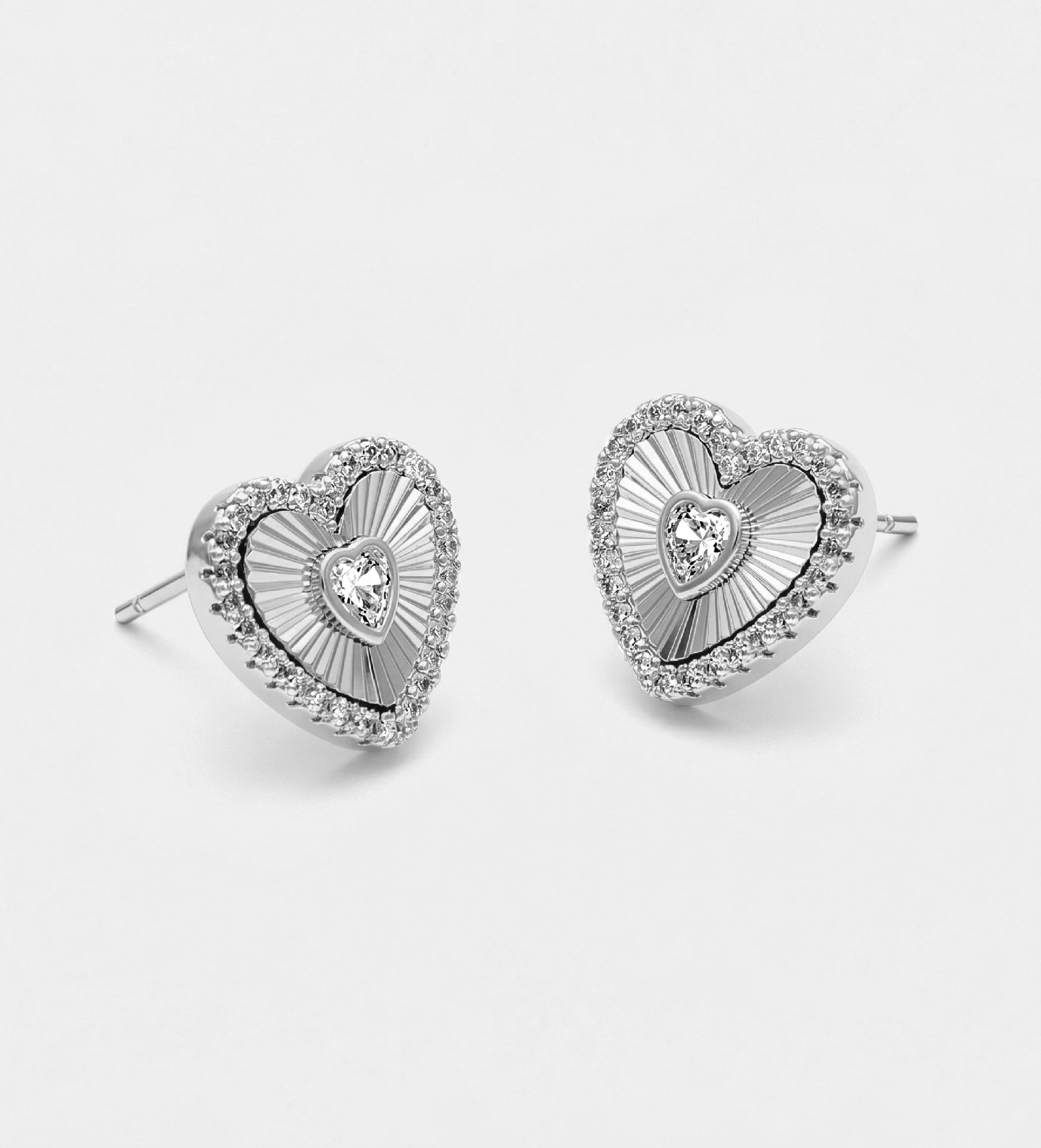 Radiant Heart Studs With High Quality Simulated Diamonds - Ash & Harry