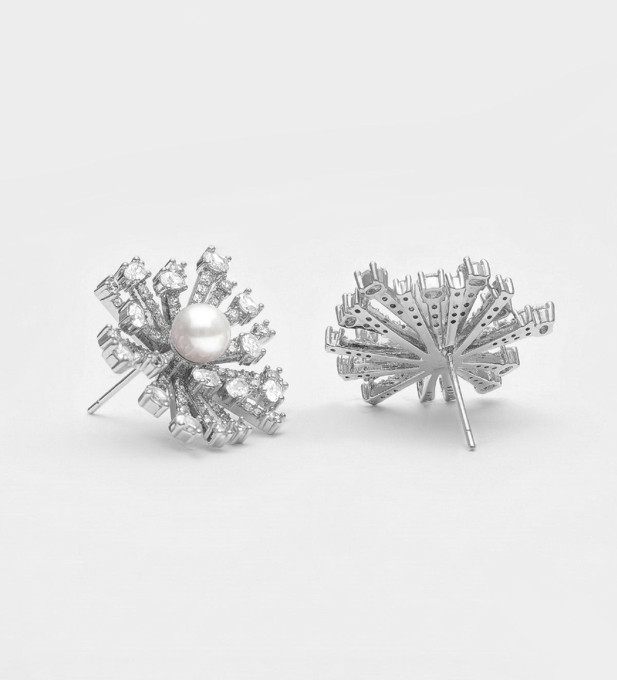 Radiant Starburst Studs With Pearl and High Quality Simulated Diamonds - Ash & Harry