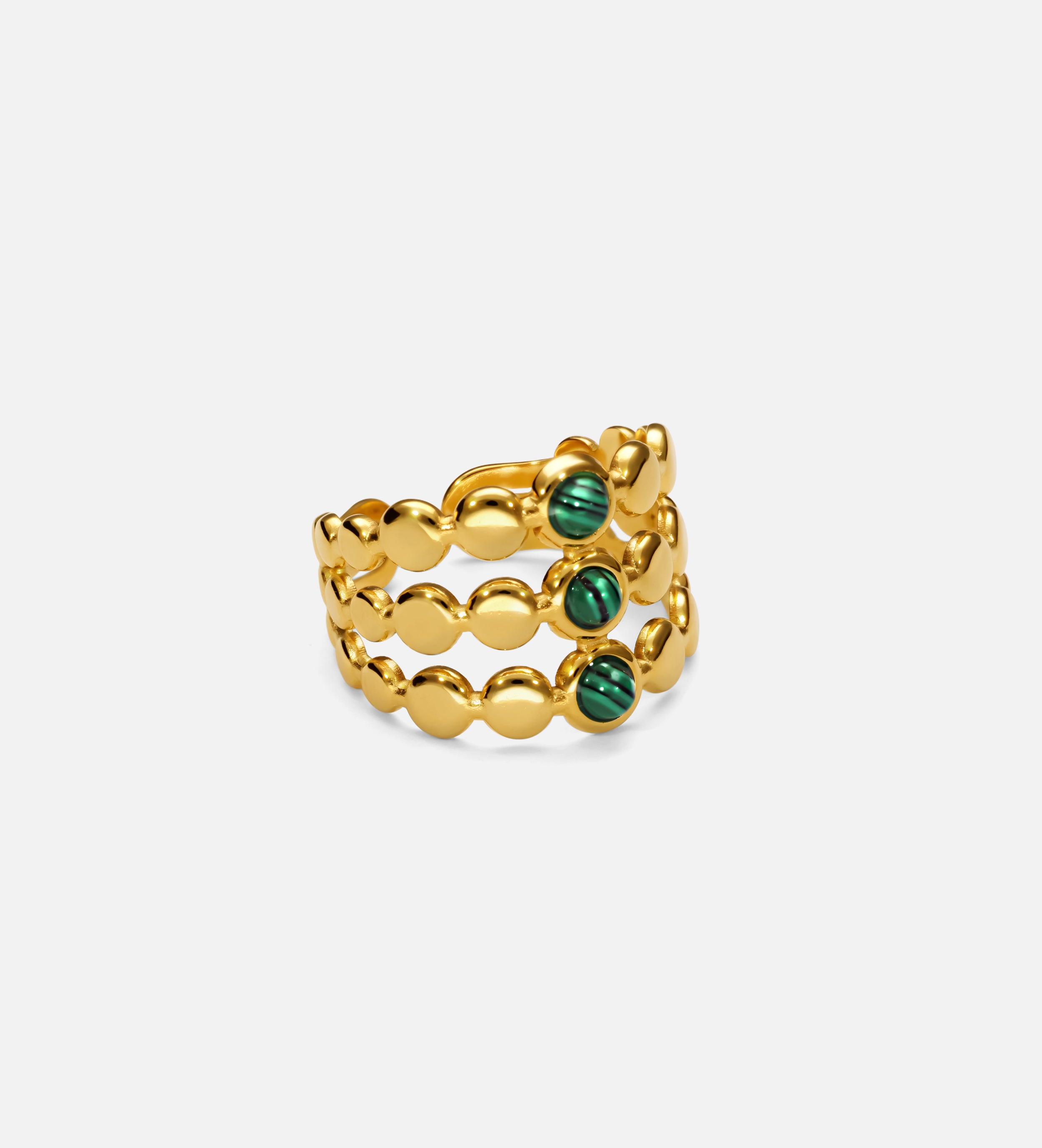 Radiant Triple Band Malachite Ring - Ash & Harry