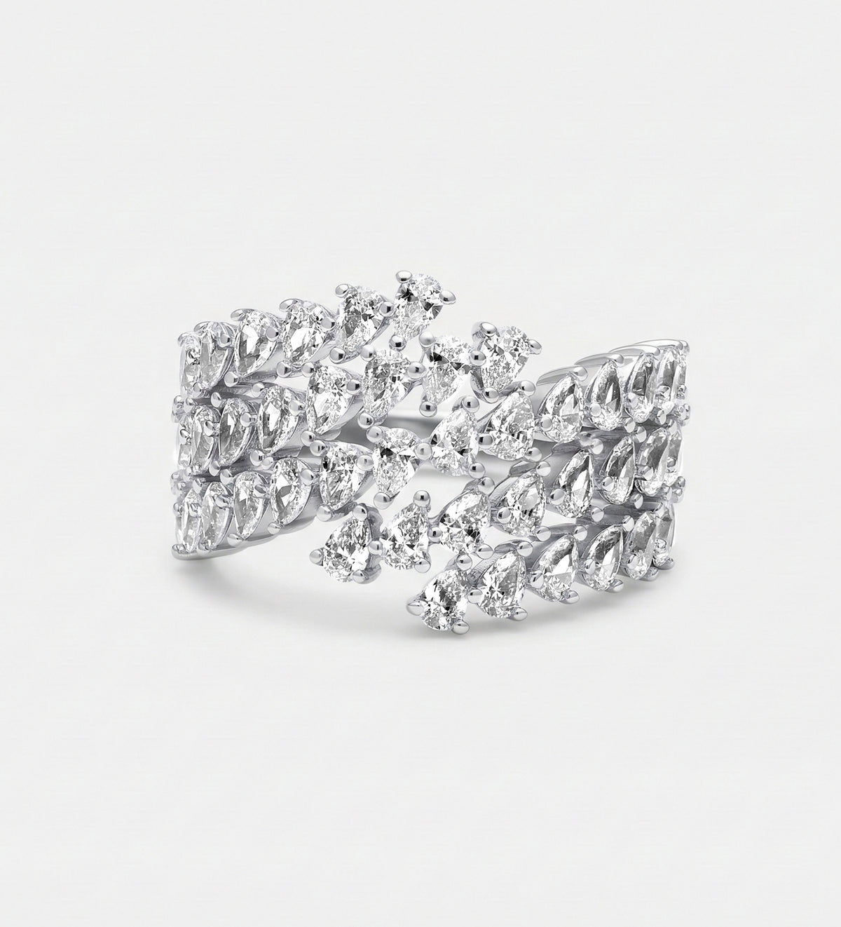 Radiant Wave Diamond Cluster Band in High Quality Certified Lab Crafted Stones In 925 Silver - Ash & Harry