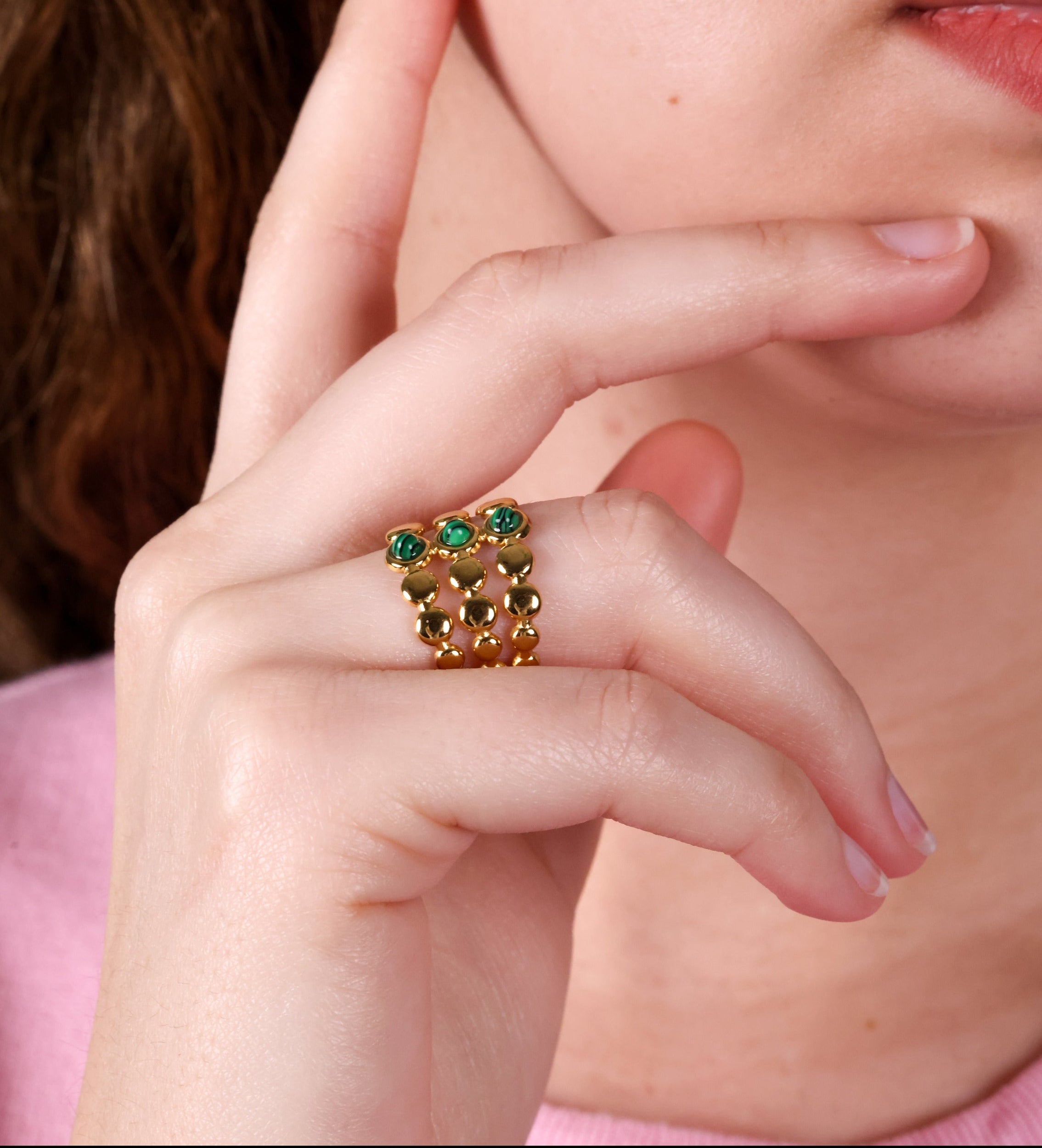 Radiant Triple Band Malachite Ring - Ash & Harry