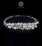 Reem Pearl Luxury Bridal Full Set in High Quality Simulated Diamonds Rhodium Plated - Ash & Harry