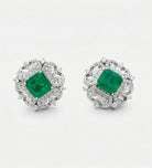 Regal Emerald Studs in 925 Silver High Quality Simulated Diamonds and Emerald Stones - Ash & Harry