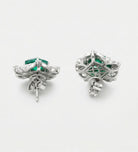 Regal Emerald Studs in 925 Silver High Quality Simulated Diamonds and Emerald Stones - Ash & Harry