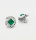 Regal Emerald Studs in 925 Silver High Quality Simulated Diamonds and Emerald Stones - Ash & Harry